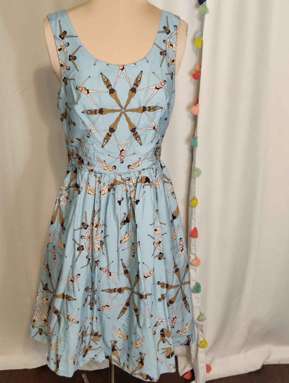 Mod Cloth x Dupenny optical synchronized swimmers Fit & Flare Swing Dress pocket